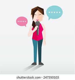 People Talking Using Microphone Vector Illustration