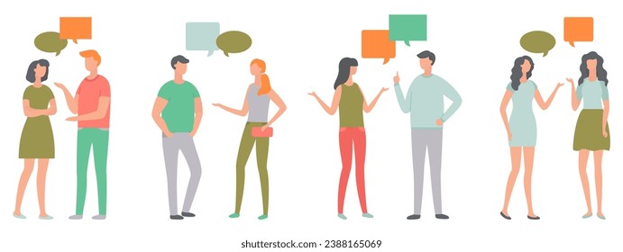 People talking. Vector illustration. Engaging in conversations allows individuals to share their experiences and stories Effective interaction through speaking promotes understanding and empathy among