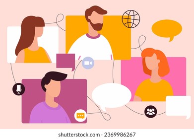 People talking. Vector illustration. Negotiation is form communication aims to find common ground between parties Debates encourage people to express their viewpoints and engage in critical thinking