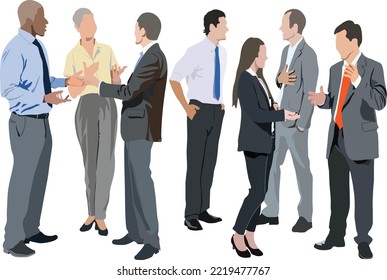 People talking while standing isolated on transparent background png illustration vecto