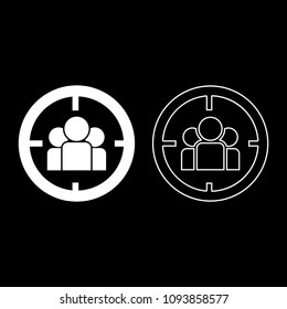 People in target or target audience icon set white color outline
