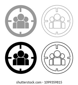 People in target or target audience icon set grey black color outline