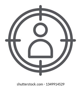 People target line icon, targeting and focus, person in aim sign, vector graphics, a linear pattern on a white background, eps 10.