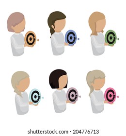 People With Target Set - Isolated On White Background - Vector Illustration, Graphic Design Editable For Your Design