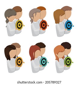 People With Target Set - Isolated On White Background - Vector Illustration, Graphic Design Editable For Your Design