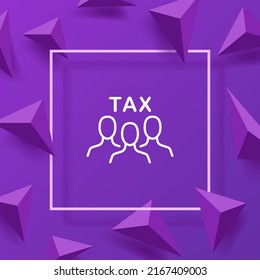 People with Tax line icon. Protection, tax time, expenses, salary, bomb, bag, discount, cashback, umbrella, income. Money concept. Vector line icon for Business and Advertising
