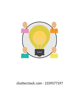 people team bulb connection idea icon flat style illustration