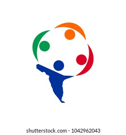 People Team Care. Vector logo. Swoosh Person icon. sonora mexico map.