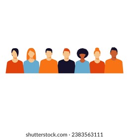 People, team, concept. Different people without face. Vector illustration