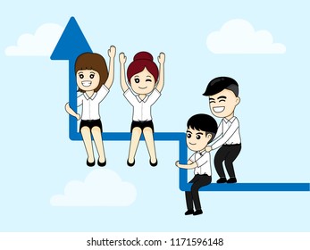 People in a team and growth graph