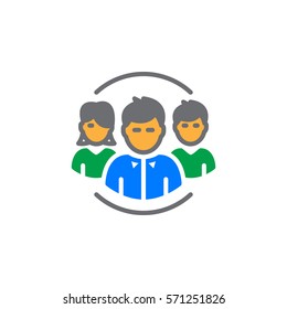 People, team icon vector, filled flat sign, solid colorful pictogram isolated on white. Symbol, logo illustration