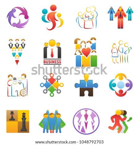People team icons vector abstract group set teamwork union business badge network teammate partnership teamwork businessteams people illustration isolated on background