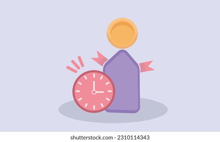 people in team leader symbol and clock alarm. Problem-solving in time, business challenge in leadership connection to people, partnership concept.