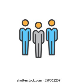 People, team line icon, filled outline vector sign, linear colorful pictogram isolated on white. Symbol, logo illustration