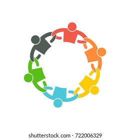 People Team with Linking Arms. Logo Vector Illustration