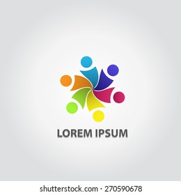 People in Team logo. People together celebrating, Leader concept. Corporate Management Vector symbol. Social network.