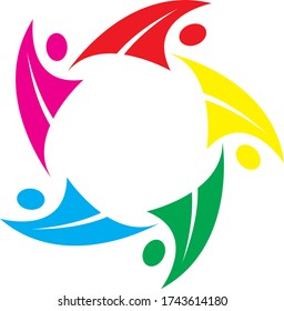 Logo de personas del equipo. Dos figuras humanas abstractas. Contiene objetos transparentes.