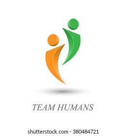 Logo de la gente del equipo. Dos abstractas figuras humanas. Contiene objetos transparentes.