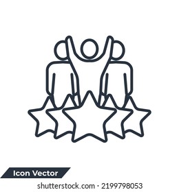 Ilustración vectorial del logotipo del icono de estrella y equipo de personas. plantilla de símbolo de experiencia para colección de diseño gráfico y web