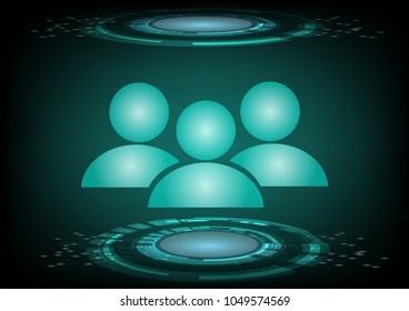 People team vector illustrations on dark green background technology style