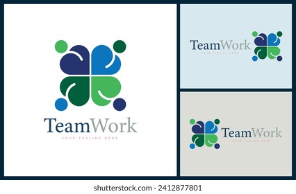 people team work connection logo design template for brand or company and other