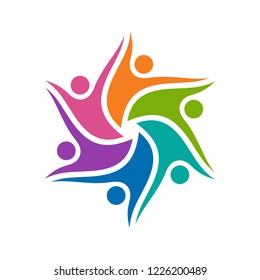 People Team Work Logo Design Template