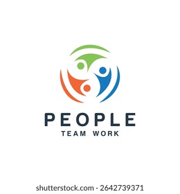people team work logo design concept creative human circular shape business company 