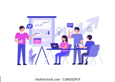 People team work together. Can use for web banner, infographics, hero images. Flat vector illustration isolated on white background.
