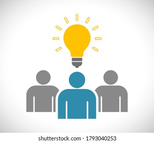 grupo de trabajo de personas e icono de concepto de bombilla