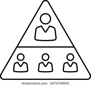 Personas colección de iconos de trabajo en equipo. Esquema de gestión de personal, gestión de personas, pirámide de gestión, pirámide de jerarquía Corporativa con iconos de líder de equipo establecidos. Ilustración vectorial