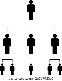 People Teamwork icon collection. Scheme of staff management, people management, management pyramid, Corporate Hierarchy Pyramid with Team Leader icons set. Vector illustration