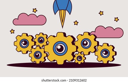 People teamwork idea vector illustration. Business work balance exercise harmony. Time investment concept background. Team mind office career company success coworker