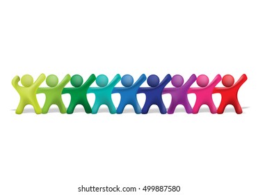 People teamwork isolated on white background, vector illustration 