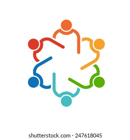 People Teamwork logo .Concept group of connected people , helping each other.Vector icon