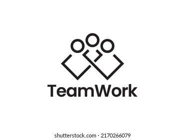 people teamwork logo design vector illustration. community, family group business.