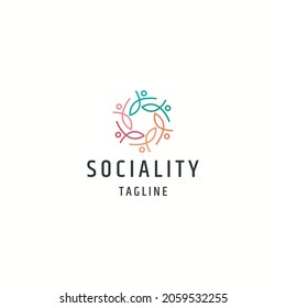 People teamwork logo icon design template flat vector