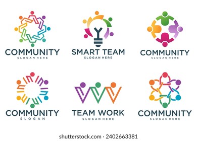 símbolo del conjunto de iconos del logotipo de equipo de personas , grupo y familia . Ilustración del vector
