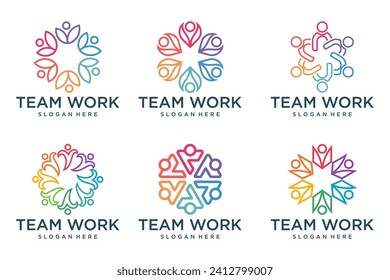 people teamwork logo icon set symbol of community,group and family.vector illustration