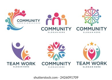 Leute Teamwork Logo-Set Symbol für Gemeinschaft, Gruppe und Familie.
