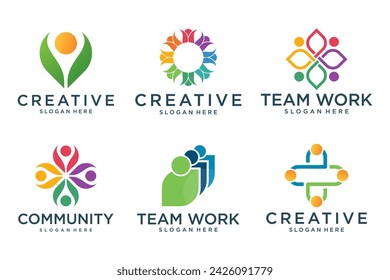 people teamwork logo icon set symbol of community,group and family. Vector illustration