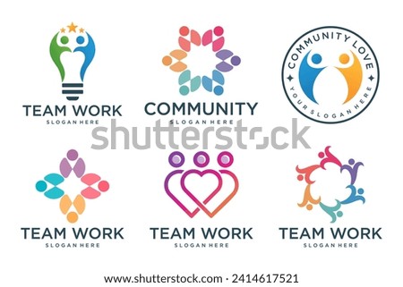 people teamwork logo icon set symbol of community , group and family. Vector illustration .