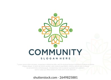 People teamwork logo symbol of solution and cooperation in community organization
