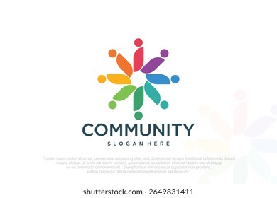 Símbolo do logotipo do trabalho em equipe de pessoas da solução e cooperação na organização comunitária
