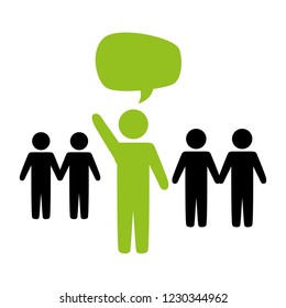 people teamwork silhouette with speech bubble