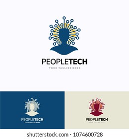 People Tech Logo Template Design. Creative Vector Emblem, for Icon or Design Concept.