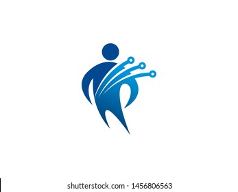 People Tech Logo Template Design Vector. Icon. Symbol. Emblem.