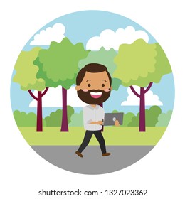 people with tech on outdoors