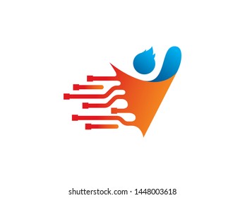 People Technology Logo Template Design Vector, Emblem, Design Concept, Creative Symbol, Icon
