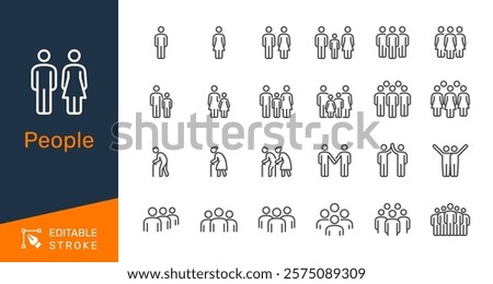 People thin line icons. Editable stroke. Pixel perfect.