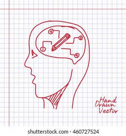 People Think art Sketch Illustration. Vector Eps. 10